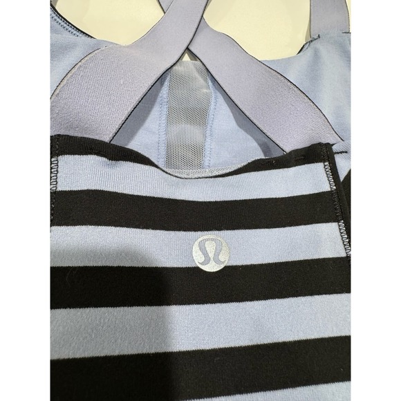 Lululemon Work It Out Tank Sea Stripe Polar Haze Black Built in Bra Womens Small - Picture 5 of 7